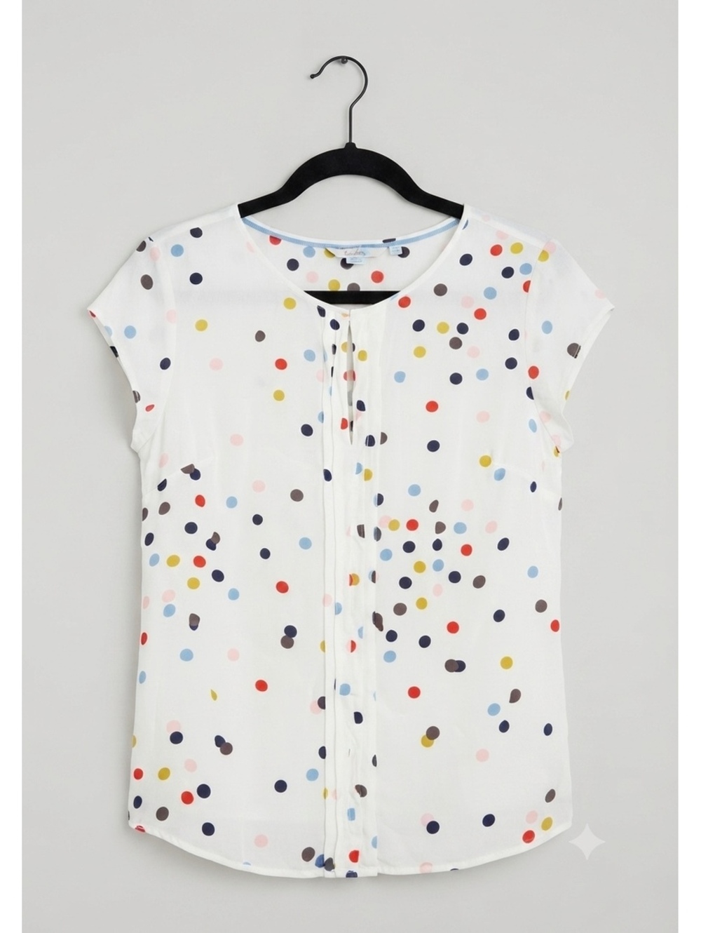 Boden White Multi-Color Polka Dot Silk/Viscose Blouse Sz 10
